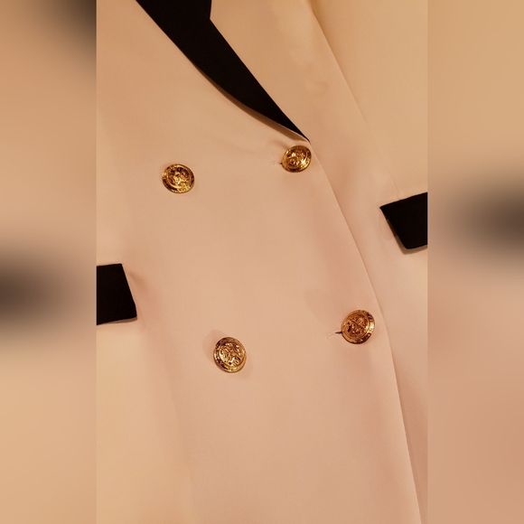 BOOHOO White with Black Lapel Blazer Dress with Custom Gold Button Additions - Picture 2 of 2